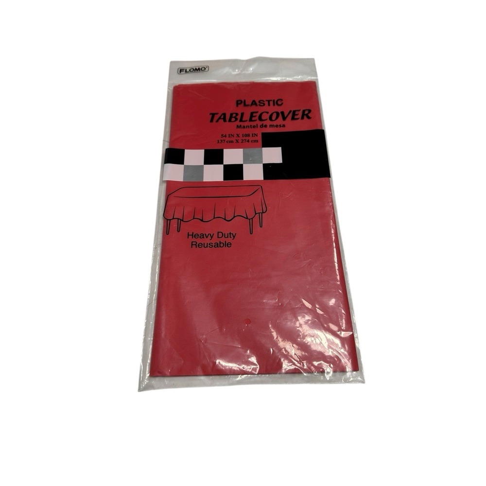 FLOMO red plastic table cover rectangle 54x108 inches